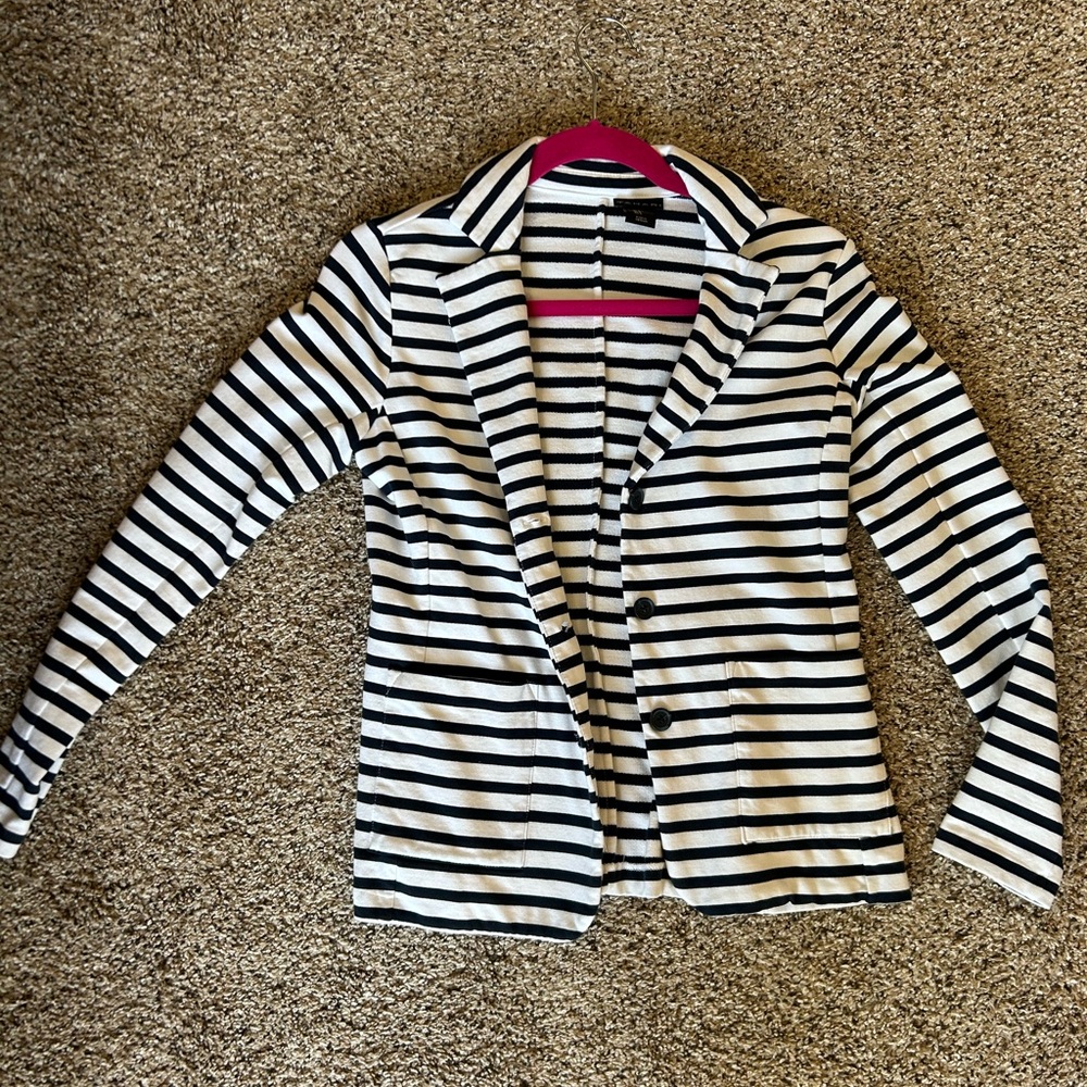 Navy and White Striped Blazer